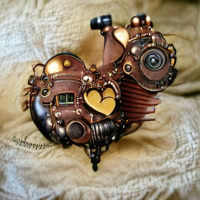 Steampunk Mechanical Heart with Gears and Pipes