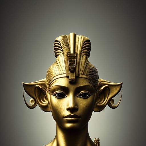Golden Egyptian God and Canine Statue in Unreal Engine