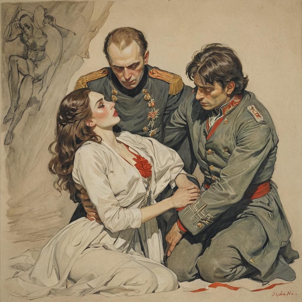 Commander Suvorov and Vampire, in Serebriakova Style