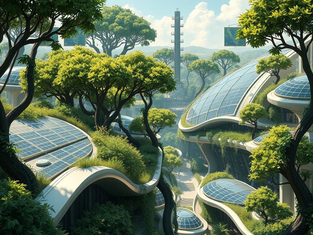 Harmonious Eco-City in Futuristic, Organic Style