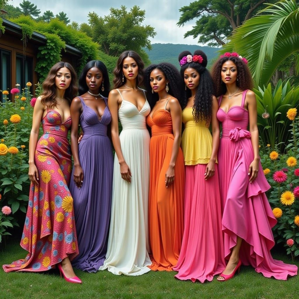 Elegant Adults in Vibrant Outdoor Portrait