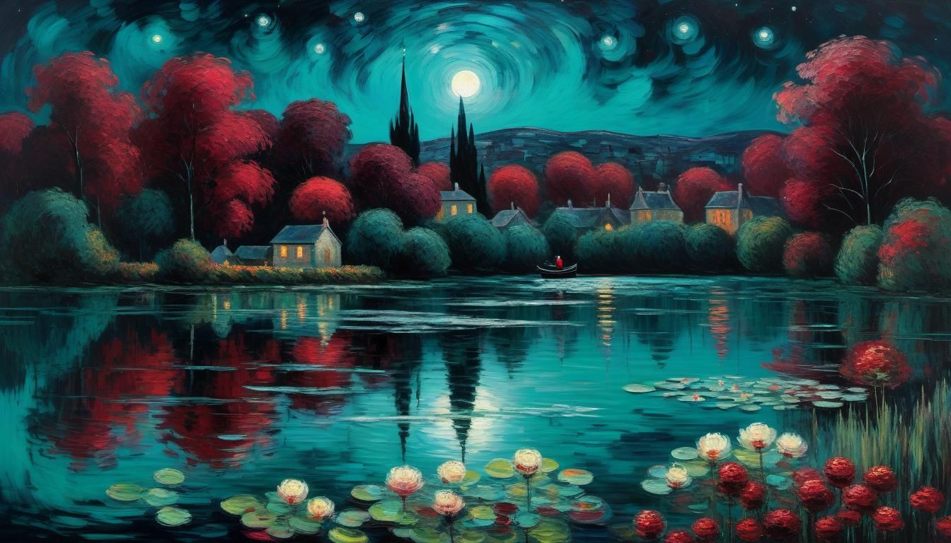 Impressionistic Town at Night: A Detailed Horror Scene