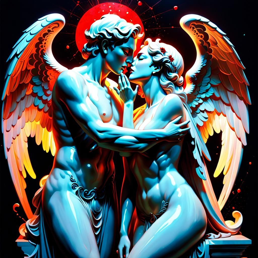 Angels Kiss in Ethereal Black Light Painting