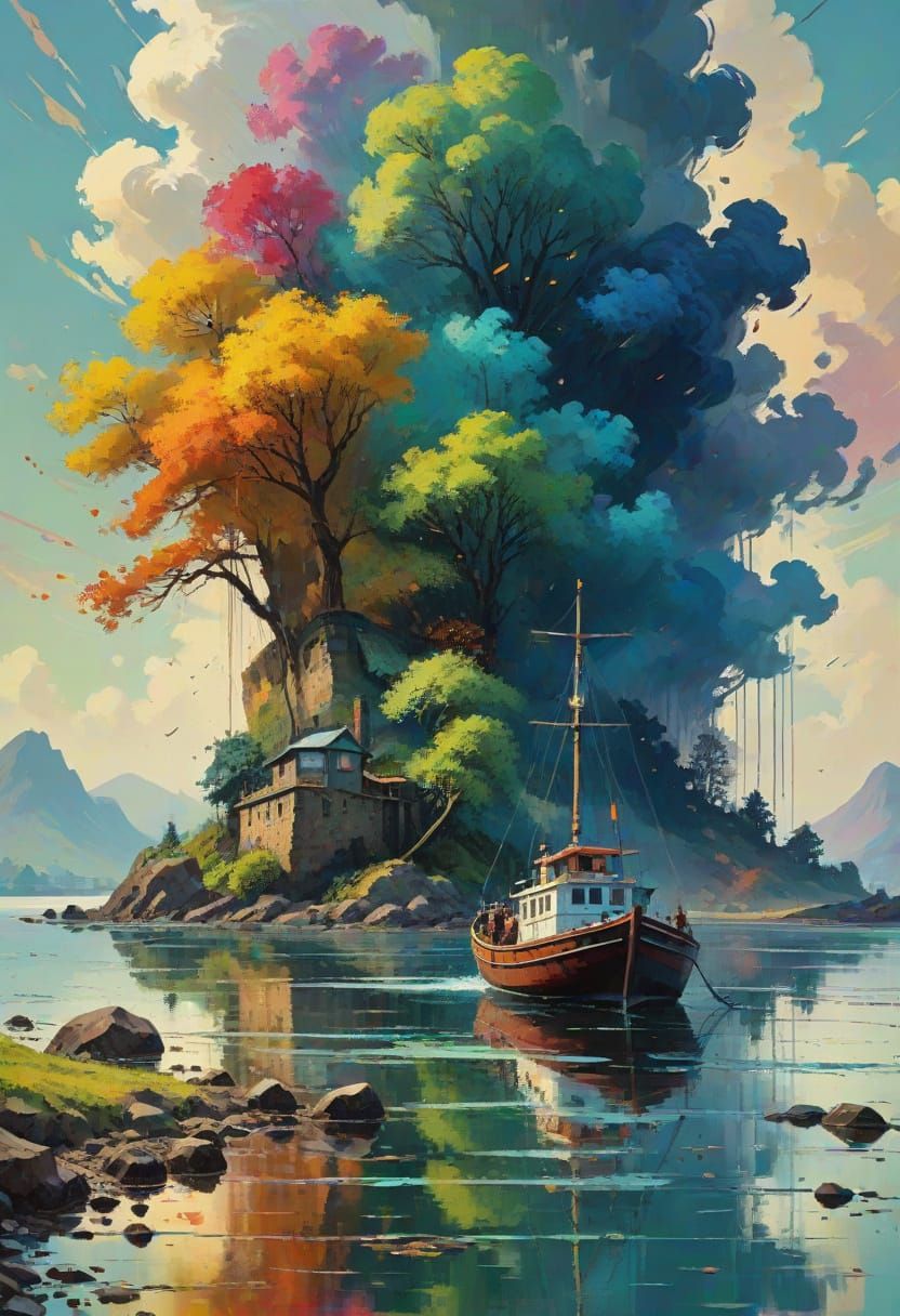 Colorful Textured Paint in Expressionist Style