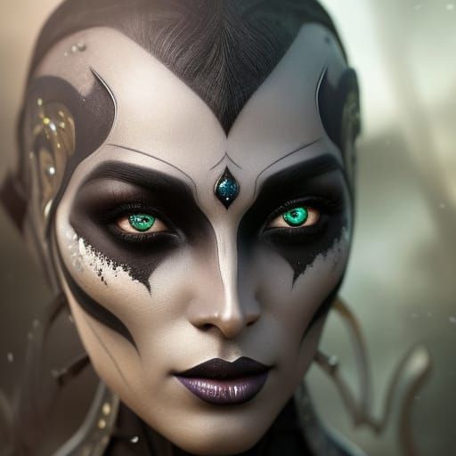 Detailed Portrait of a Beautiful Dark Elf Woman