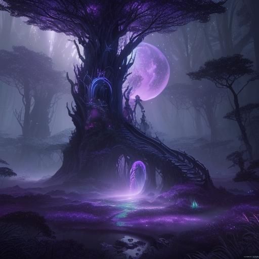 Rainbow Unicorn Forest Fantasy in Detailed Matte Painting