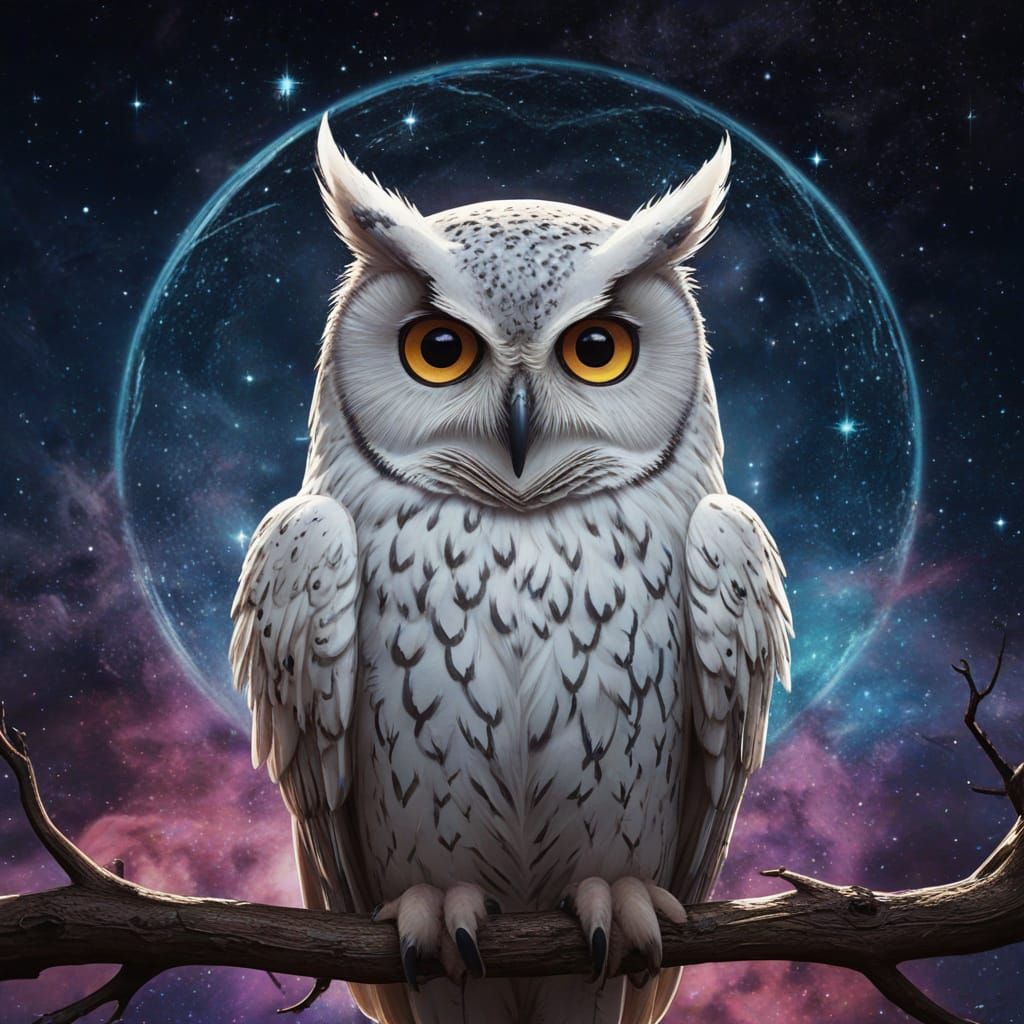 Cosmic Owl in Anime Style