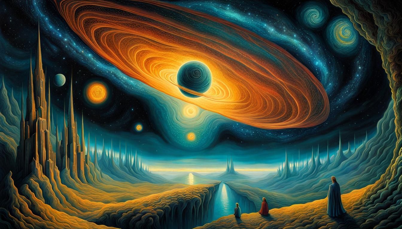 Surreal Cosmic Fantasy Art in Moebius Style