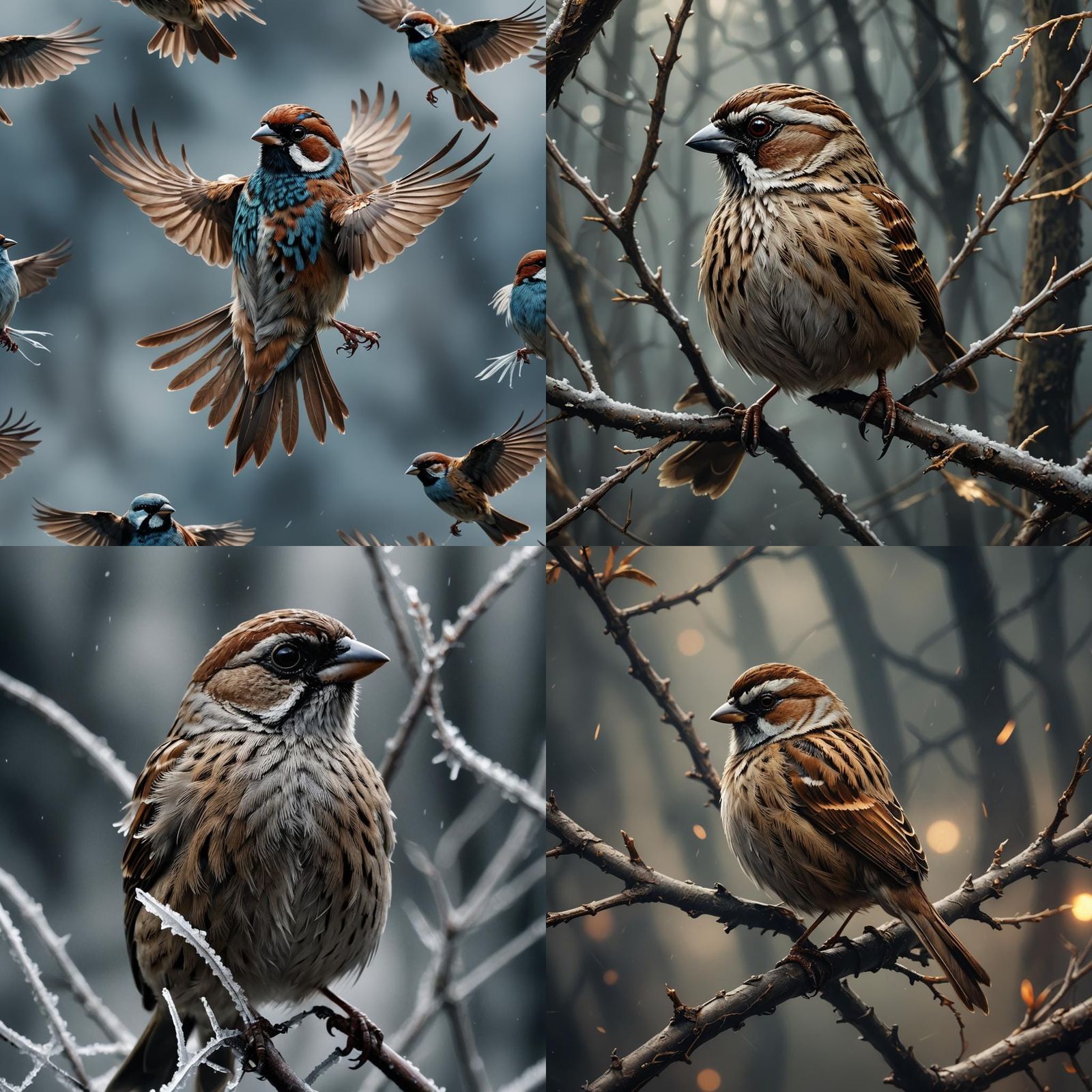 Detailed Macro Sparrow: Sinister Aesthetic