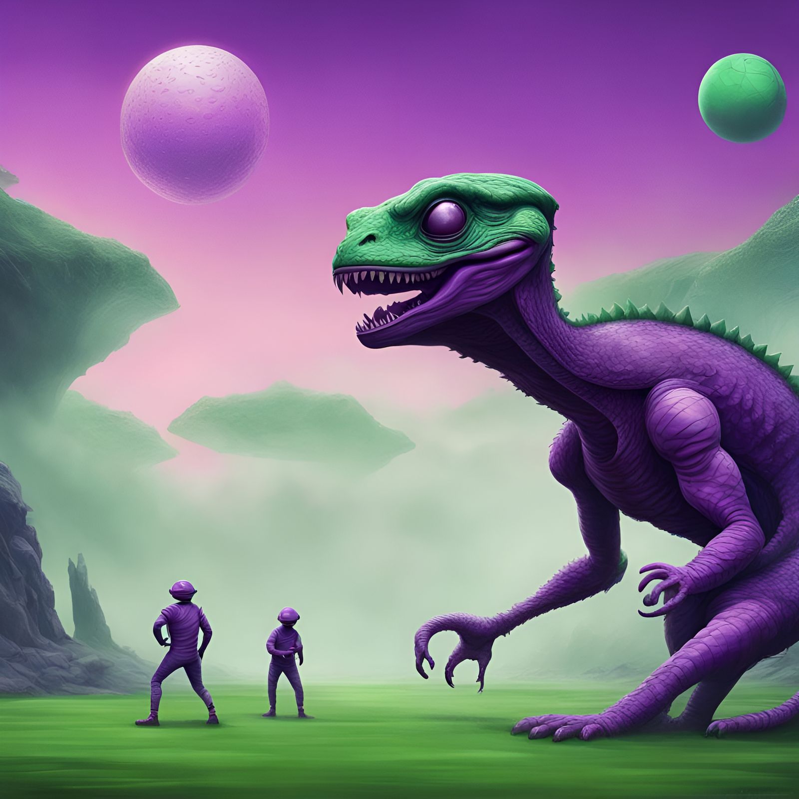 Alien Baseball Game on Lush Purple Planet