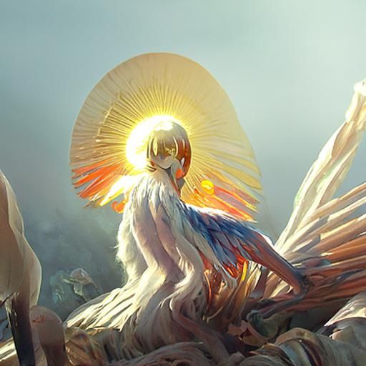 Angelic Descent: An Art Deco Oil Painting