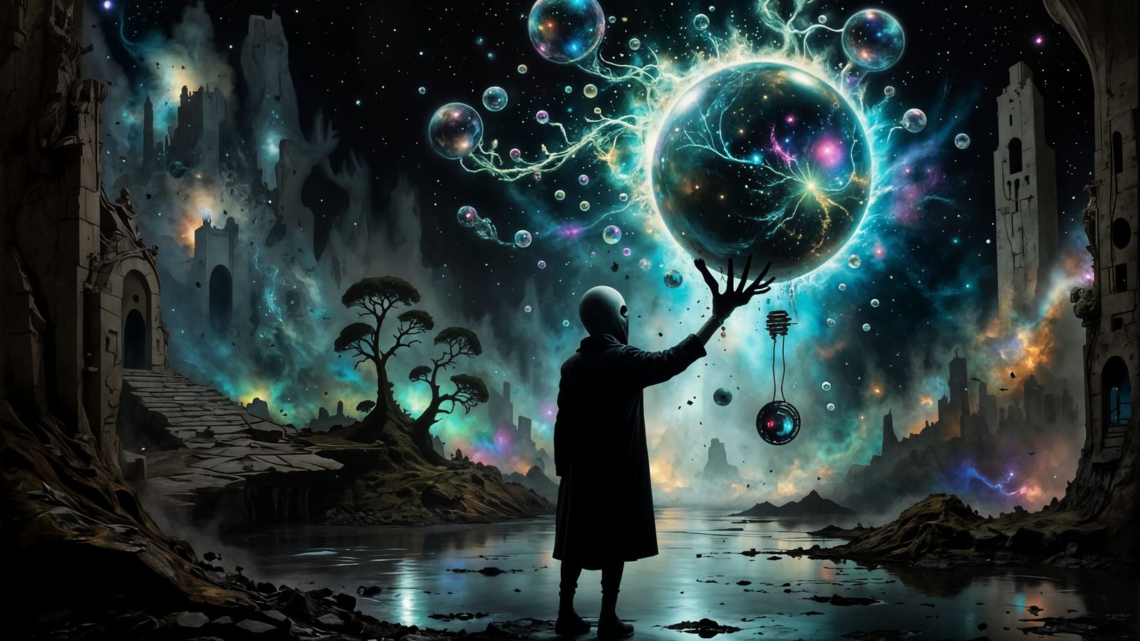 Surreal Cyber Christ in Technological Communion with Dark Sh...