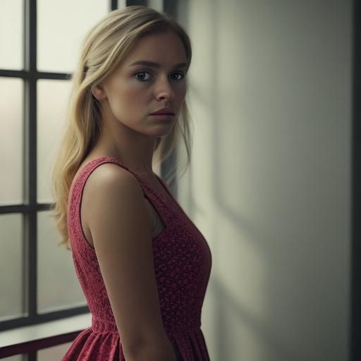 Beautiful Blonde in Pink Dress: Hyper-Realistic Photography