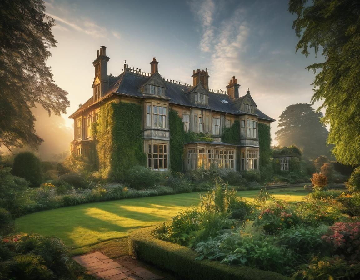 English Country House at Dawn in HDR Photography