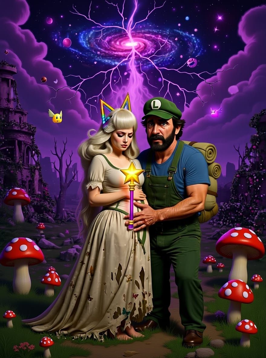 Luigi and Pregnant Wife Seek Star Rod on Ruined Mushroom Kin...