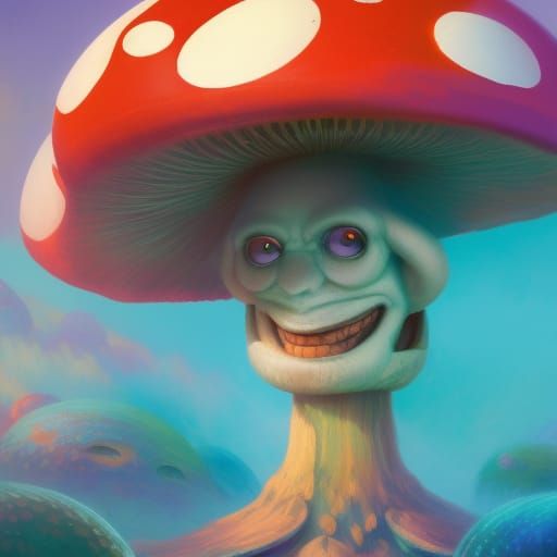 Psychedelic Mushroom Character Portrait in 8K