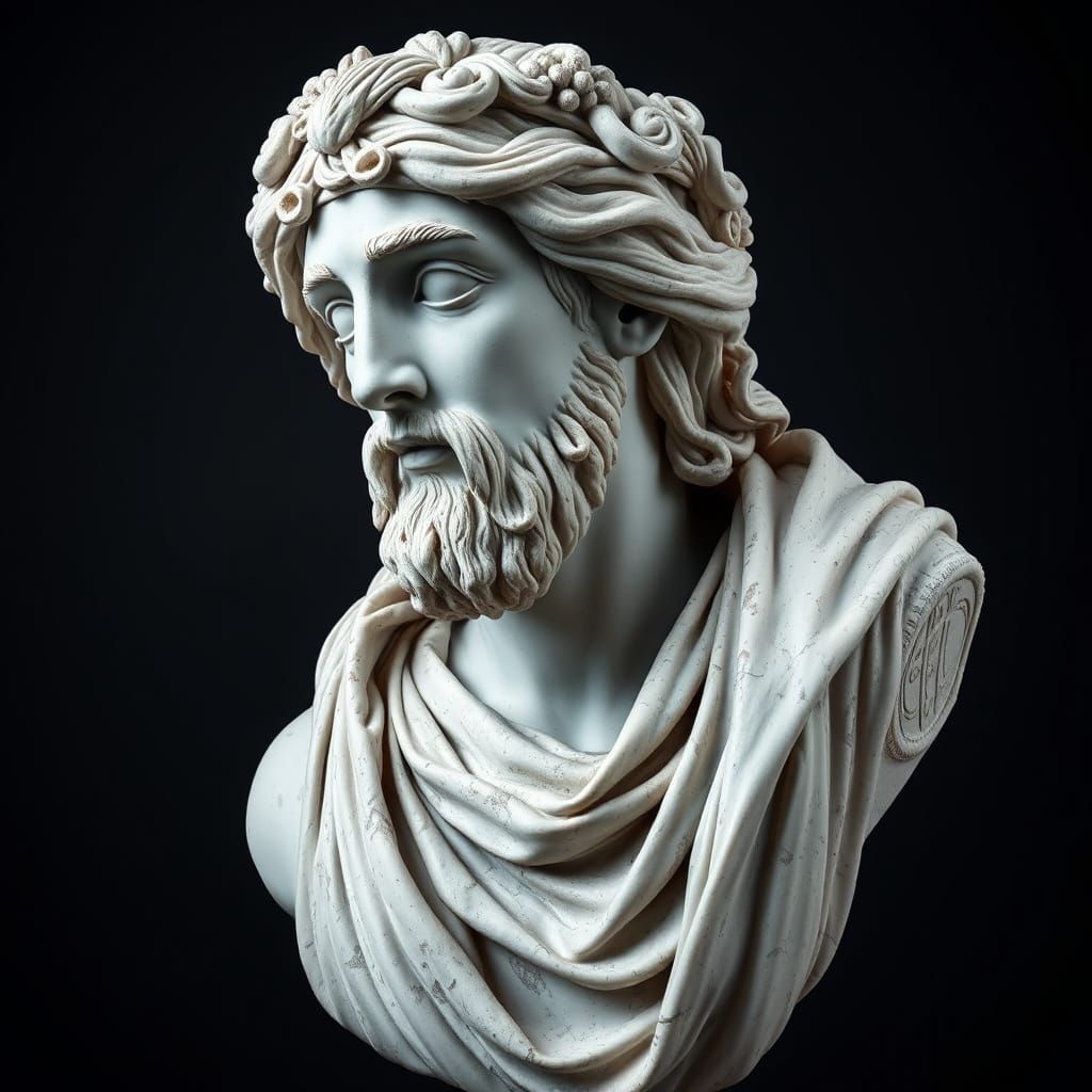 Hyperrealistic Marble Bust of Greek Goddess