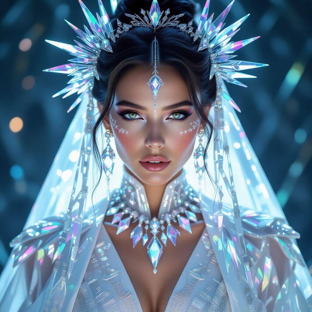 Futuristic Empress in Prismatic Robes, Cinematic Style