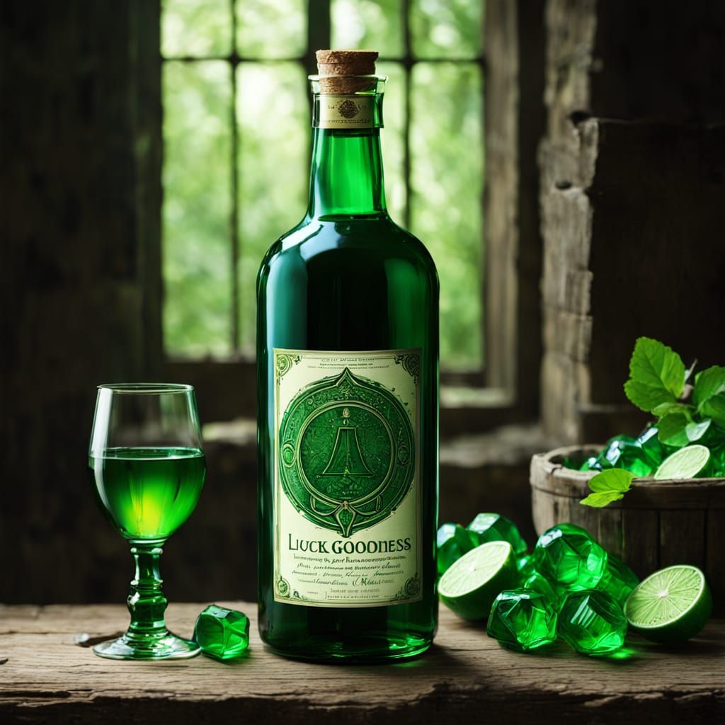 Medieval Alchemist's Elixir in a Green Vessel