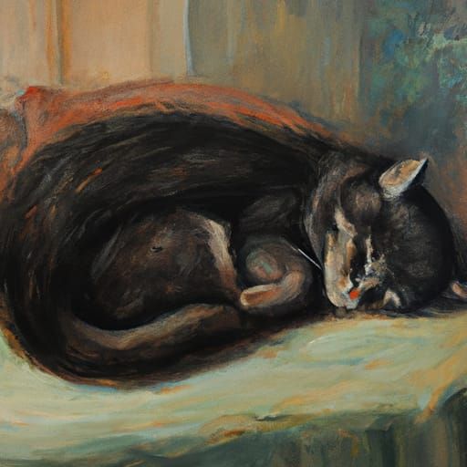 Cat Sleeping: Oil Painting by James Gurney