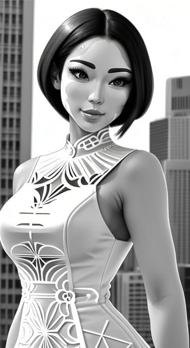 Minimalist Line Art Portrait of a Bossa Nova Lady