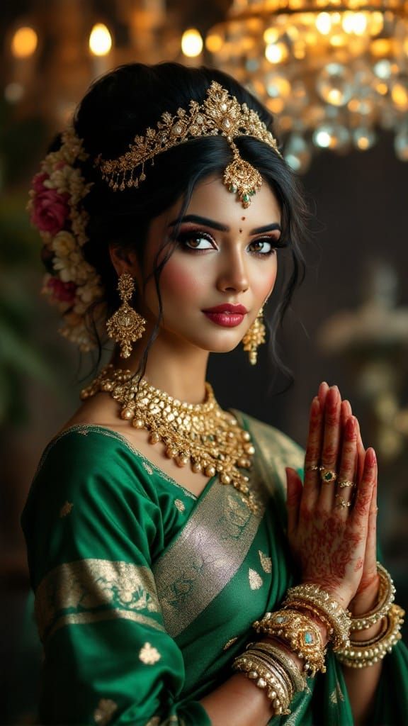 Elegant Indian Goddess in Traditional Regalia