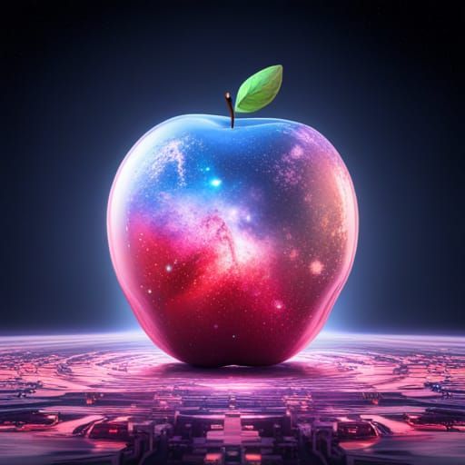 Crystal Apple with Galaxy Inside: Epic Digital Art