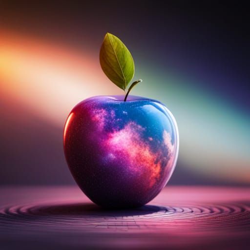 Crystal Apple with Galaxy Inside: Epic Digital Art