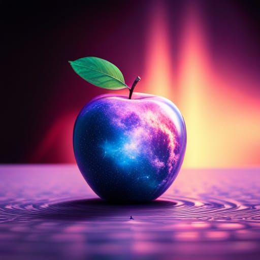 Crystal Apple with Galaxy: Epic Digital Art