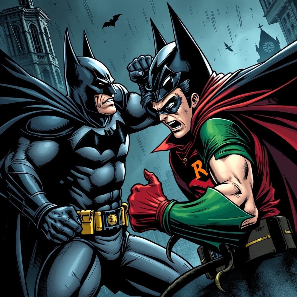 Batman Pummels Robin in Gritty Superhero Showdown