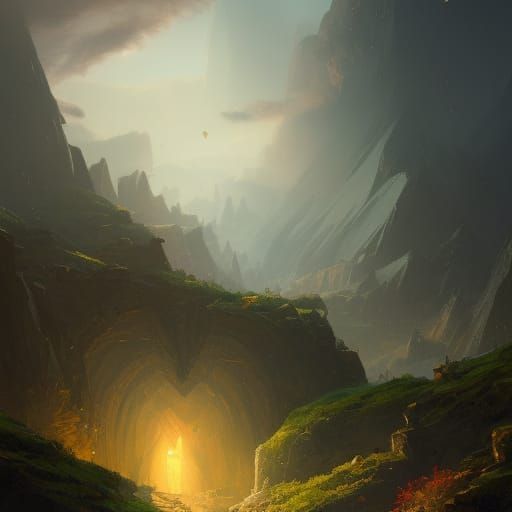 Gemstone Landscape in Dark Fantasy Style