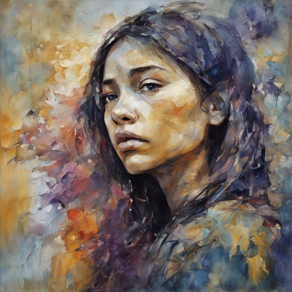 Contemplative Girl Seeks Solace in Cosmic Harmony