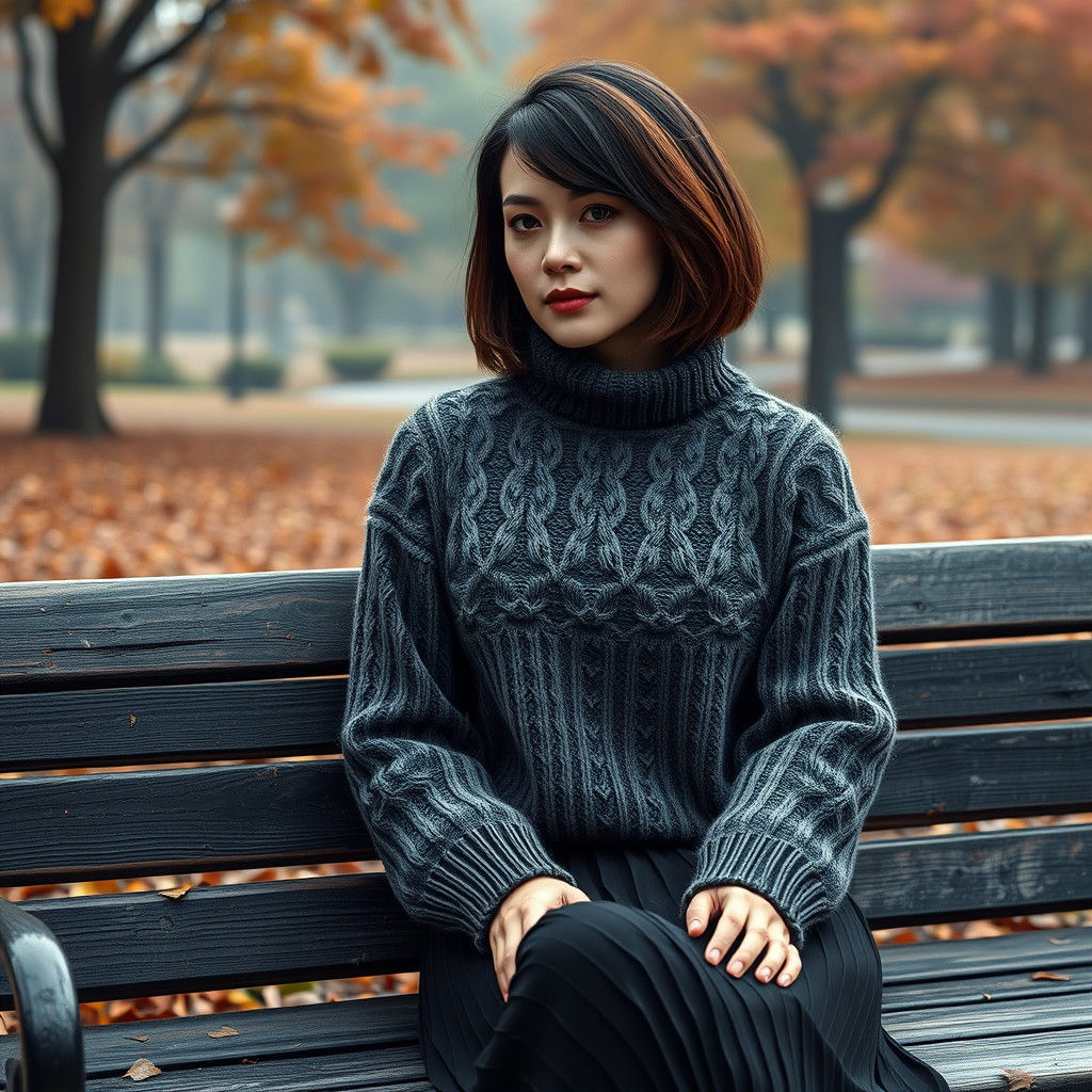 Elegant Woman in Park: Fantasy Concept Art