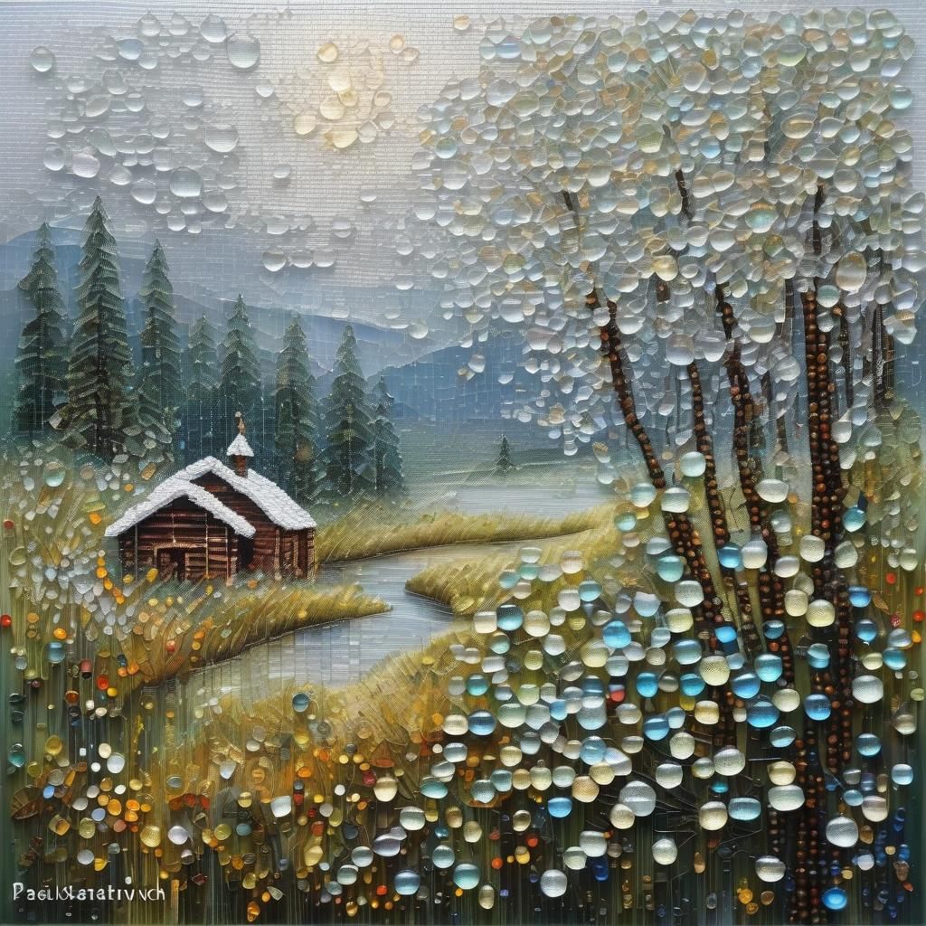 Portrait with Nature and Transparent Glass Beads