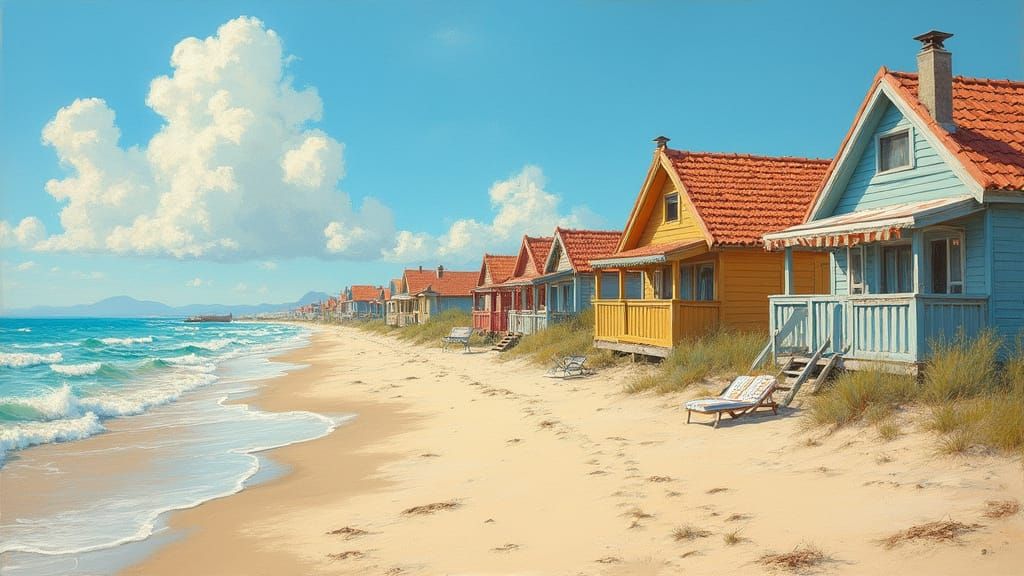 Beach Changing Houses as Modern Abstract Painting