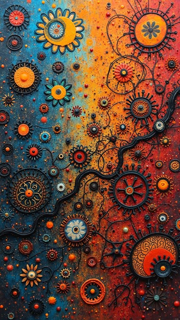 Colorful Digital Ledger Graffiti Art in Polychromatic Style