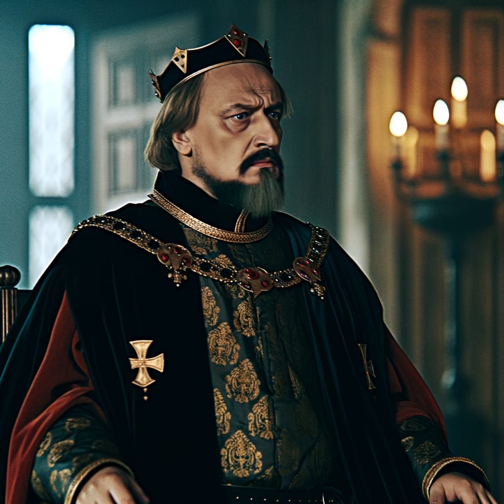 Frankish King in Dramatic Cinematic Chamber