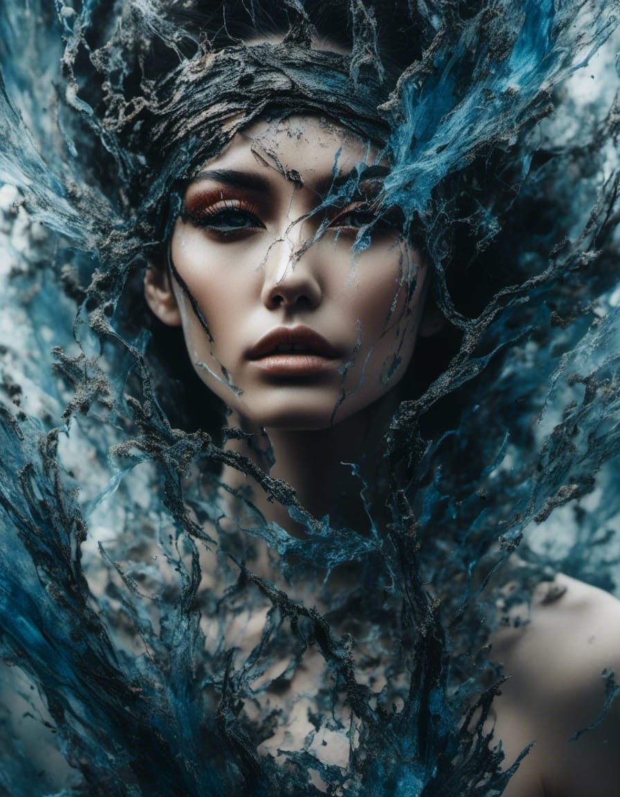 Shattered Beauty: A Digital Art Portrait in Pastel Hues