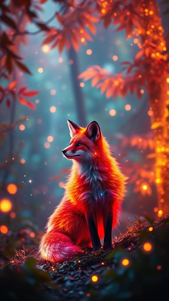 Magical Ember Fox in Enchanted Forest
