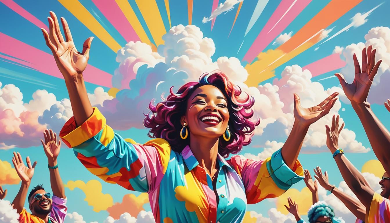 Vibrant Pop Art of a Happy Person Clapping