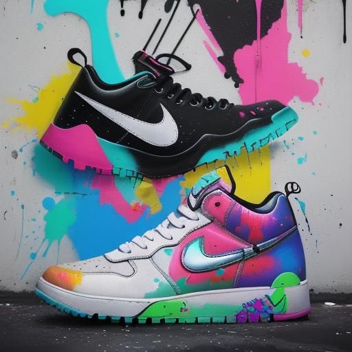Broken Nike Sneakers in Dubai Graffiti Art