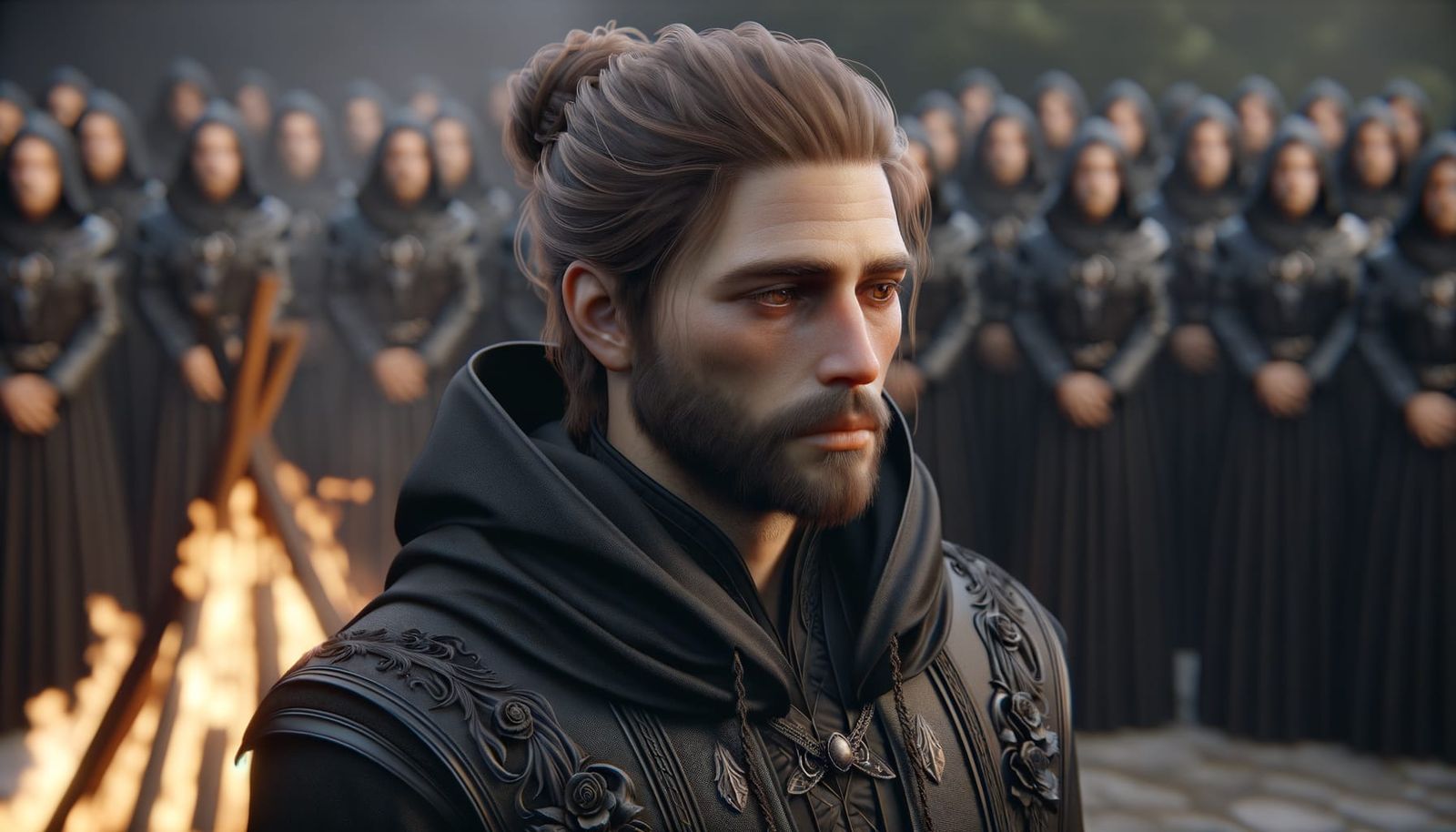 Hyperrealistic Ranger at Funeral Pyre