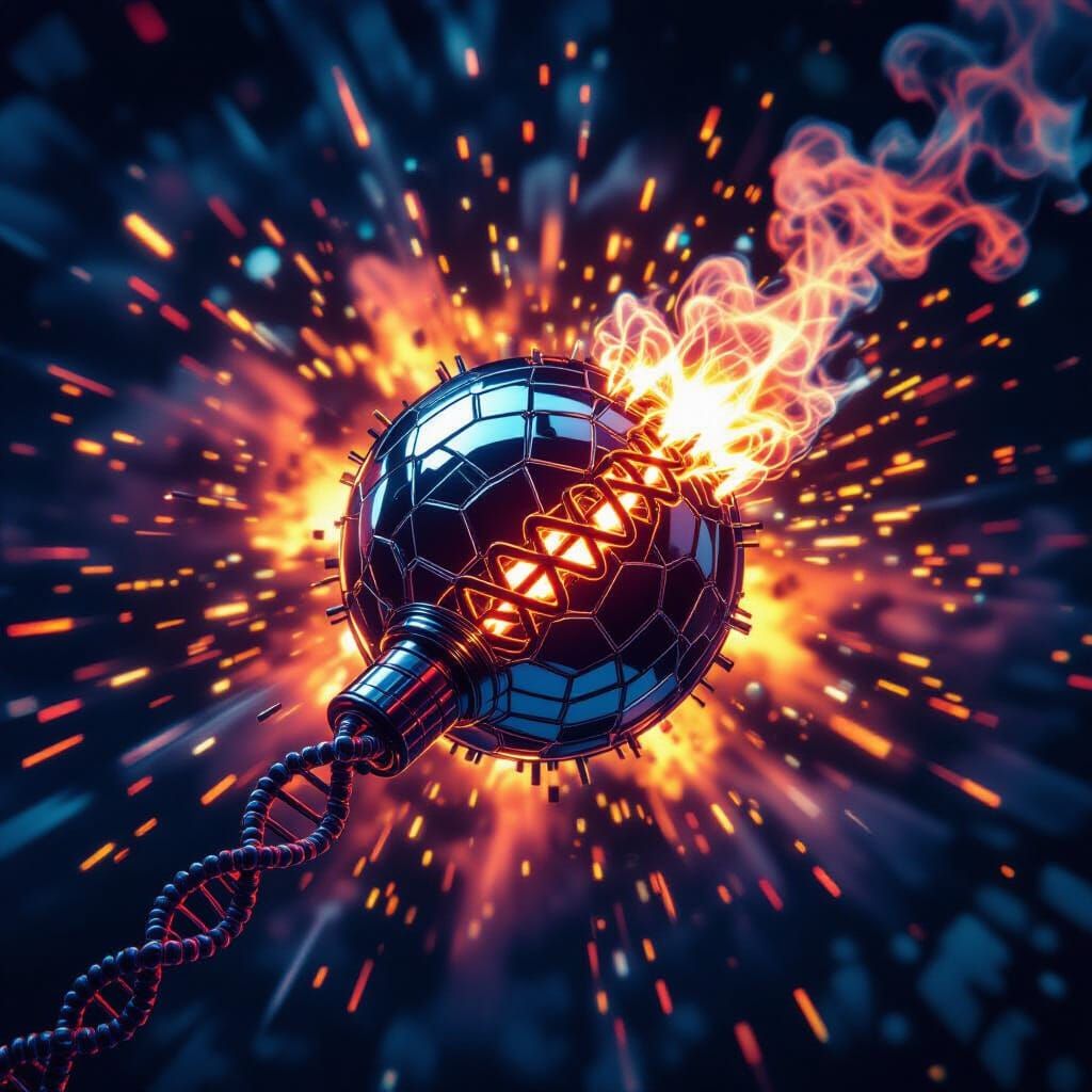 Exploding DNA Bomb in Punk Goth Phosphorus Dreamscape