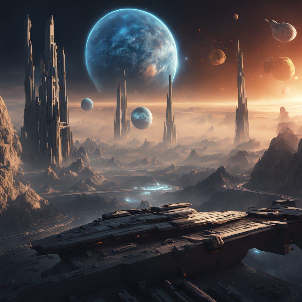 Diverse Alien Crew Charts Nebula on Starship