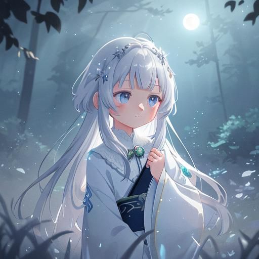 Majestic Moon Goddess Portrait in 3D Anime Style