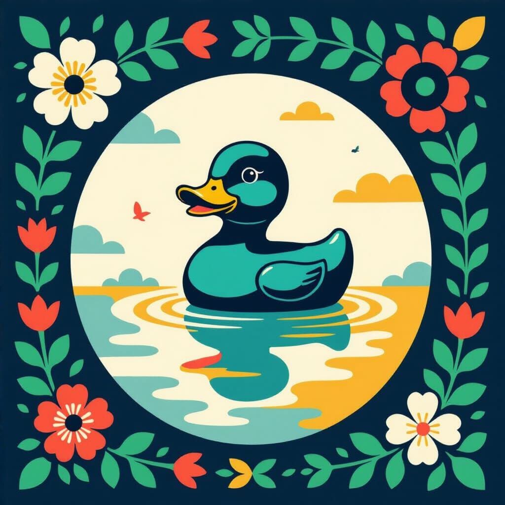 Cyan Rubber Duck in Smoggy Biedermeier Style