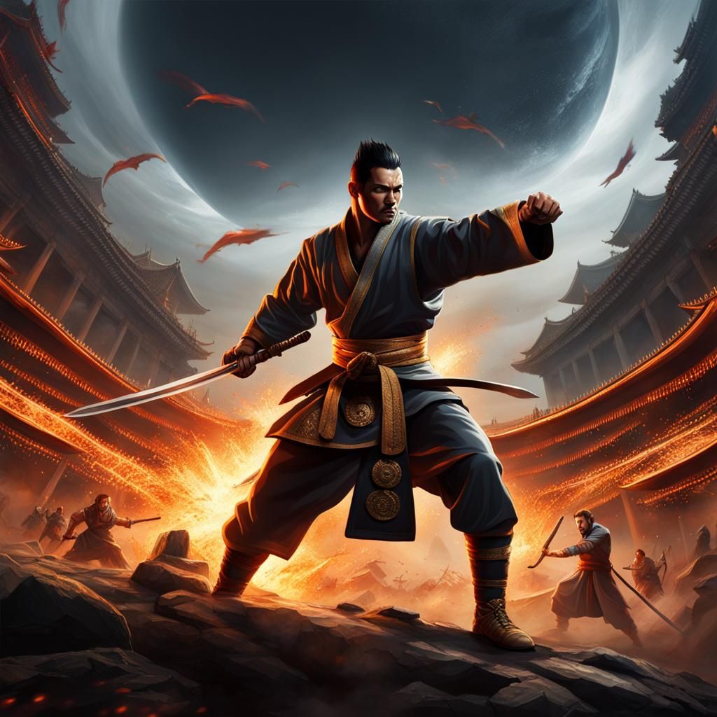 Martial Artist in Global Battle: Dark Fantasy Concept Art