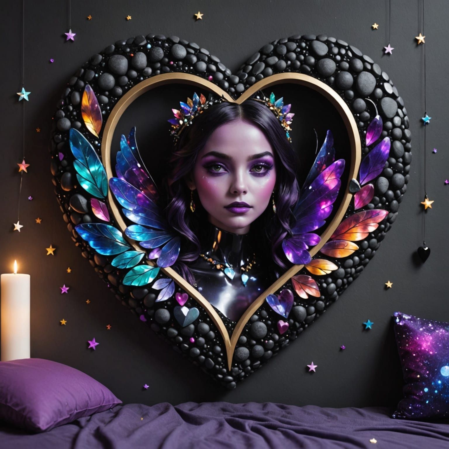 Royal Fairy Princess in Vibrant Rainbow Heart Art
