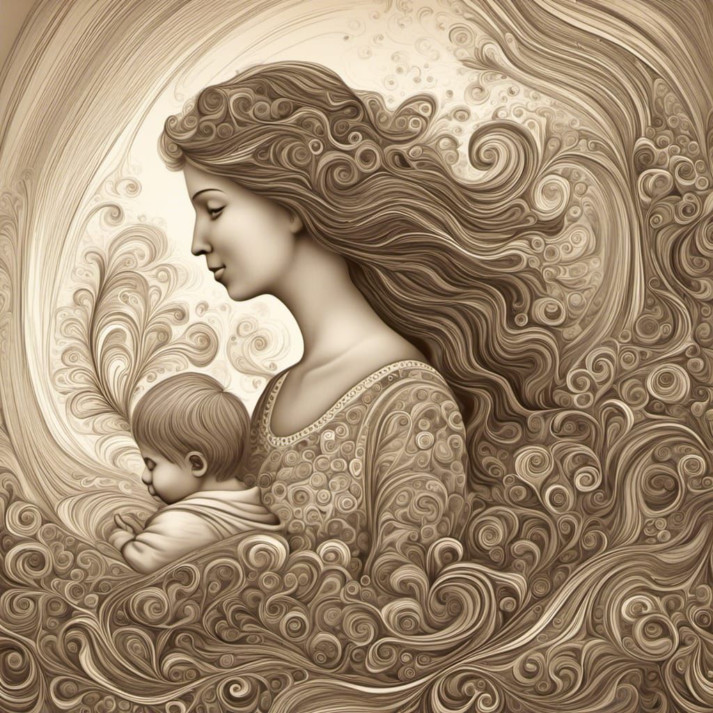 Mother and Son in Pictorialism Style