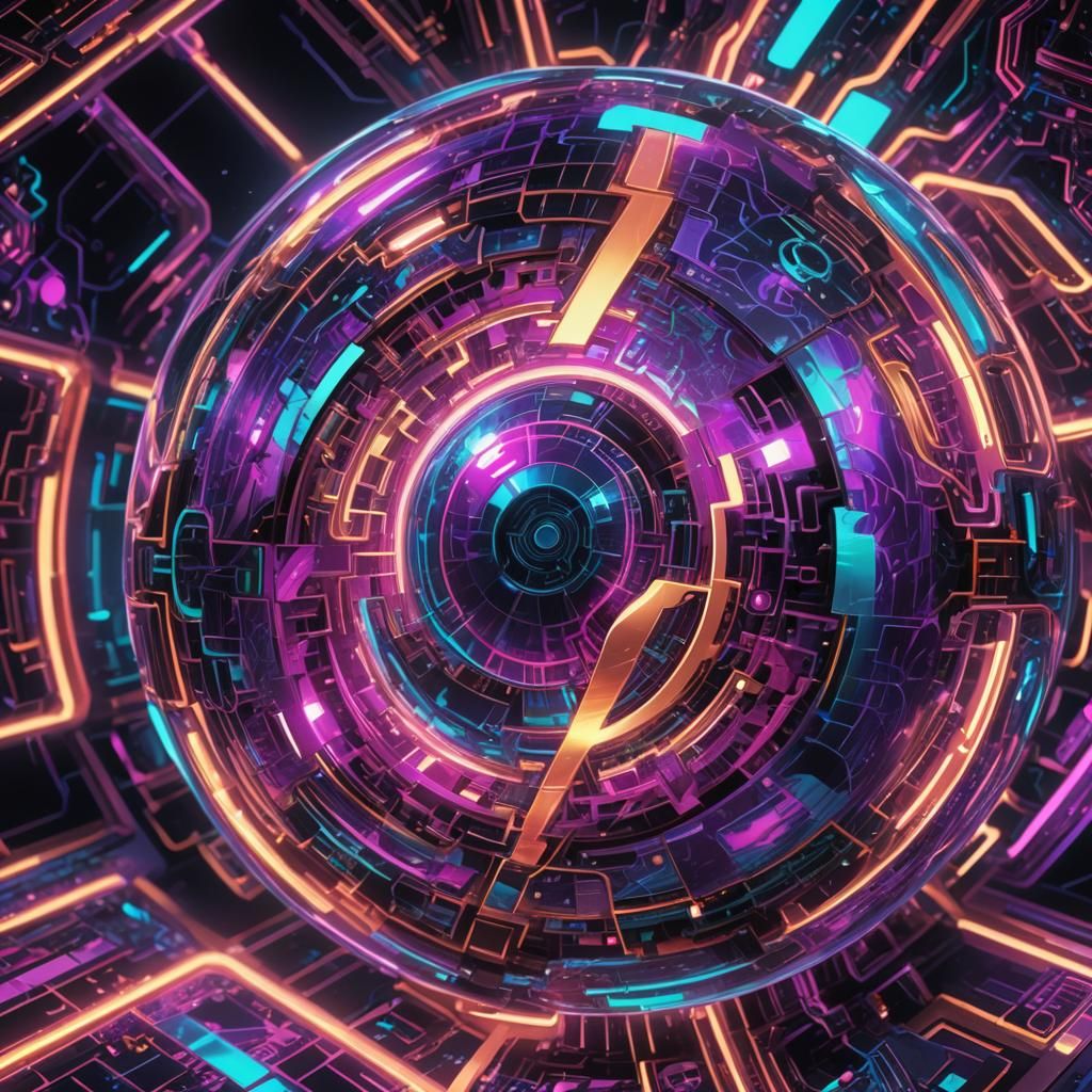 Futuristic AI Artist Profile Picture with Neon Fractals